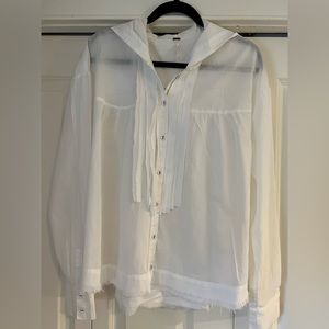 Free People Cotton Hooded Button Down Shirt